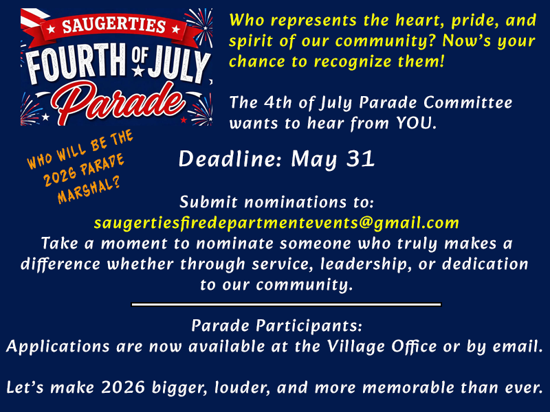 The Fire Department seeks nominations for this year's 4th of July parade.