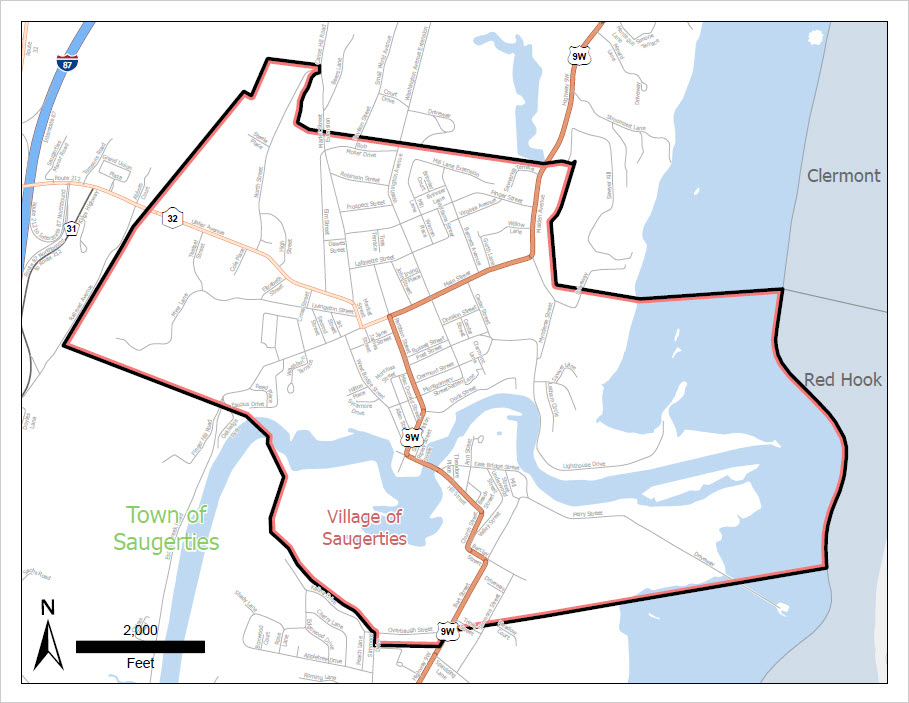 Village of Saugerties Color Map showing Village borders